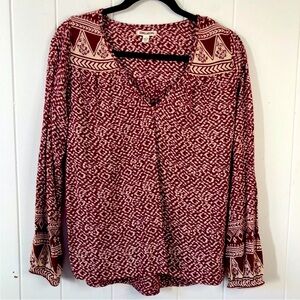 Billabong Beachy Boho V-Neck Pullover Blouse Size Small
